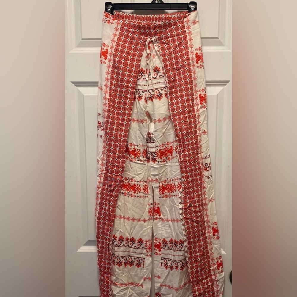 Coral & White Pants